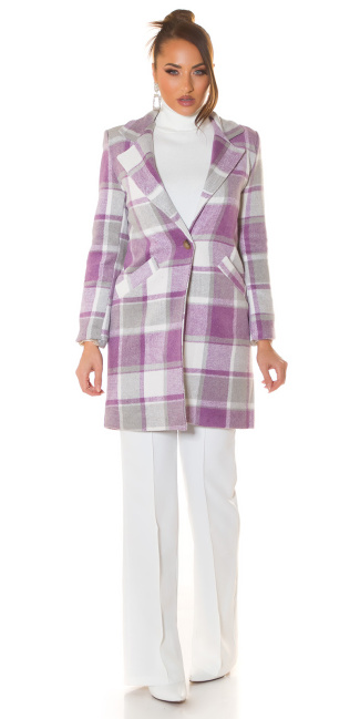 Karo coat with pockets Purple